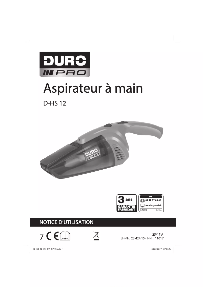 Image de la première page du manuel de l'appareil D-HS 12