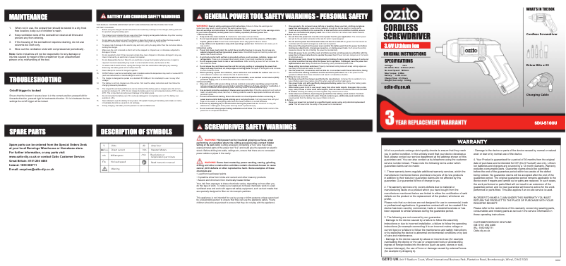 Page 1 de la notice Manuel utilisateur Ozito SDU-5100U