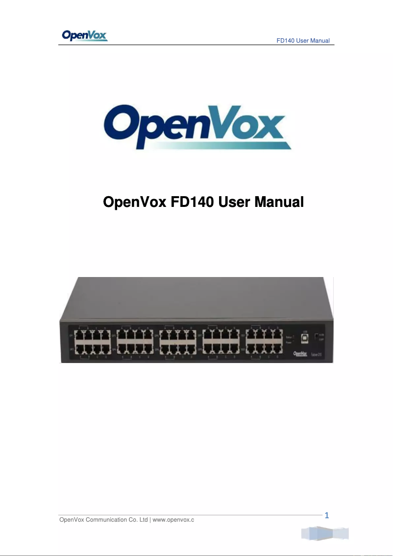 Page 1 de la notice Manuel utilisateur OpenVox FD140