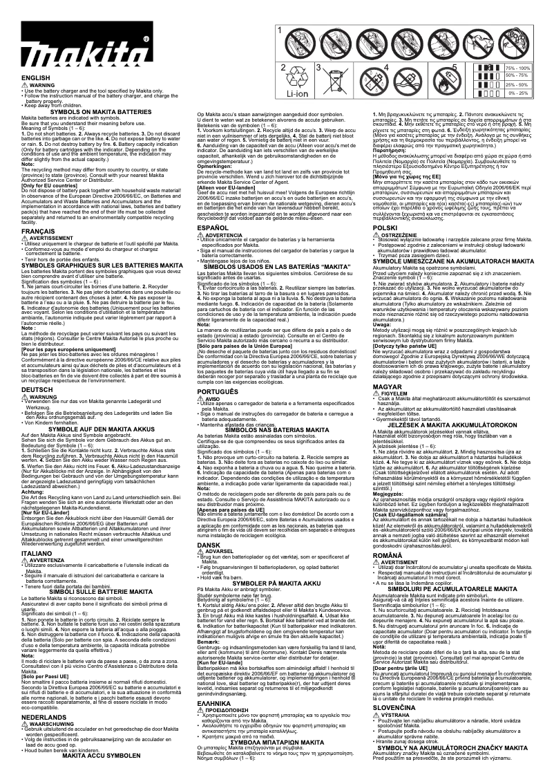 Page n°1 - Manuel utilisateur Makita BL1860B