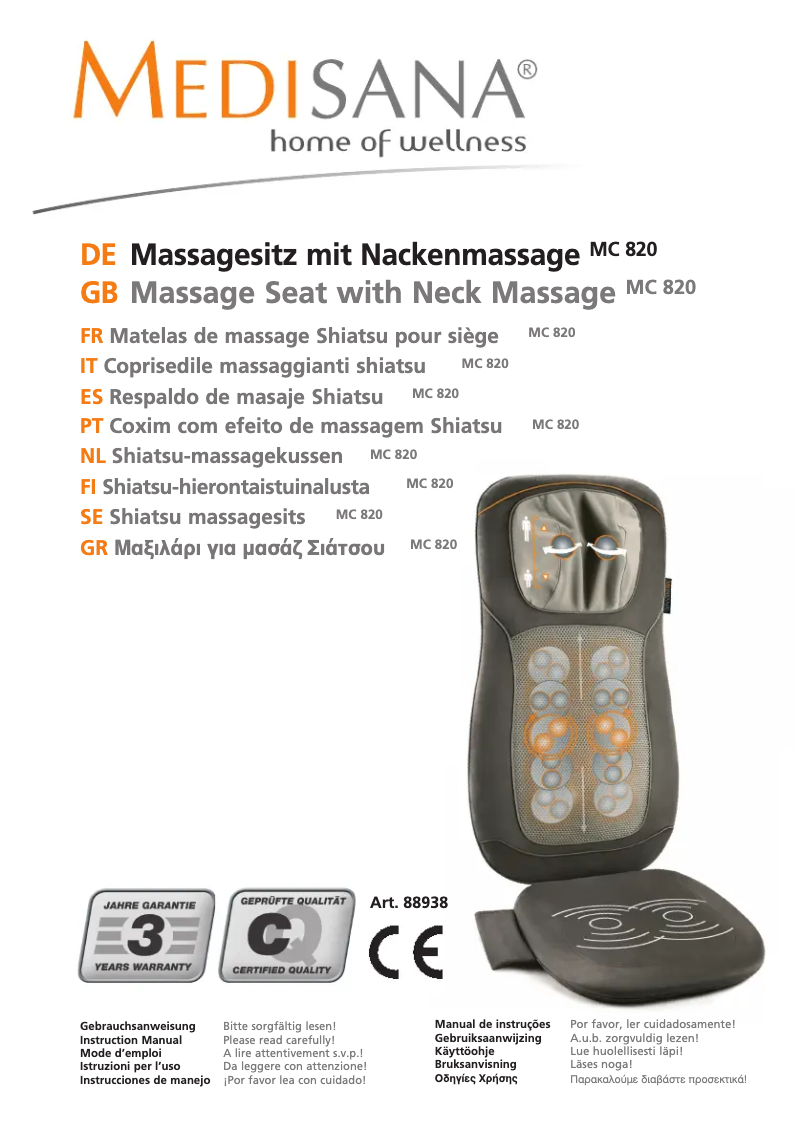 Page n°1 - Manuel utilisateur Medisana MC 820