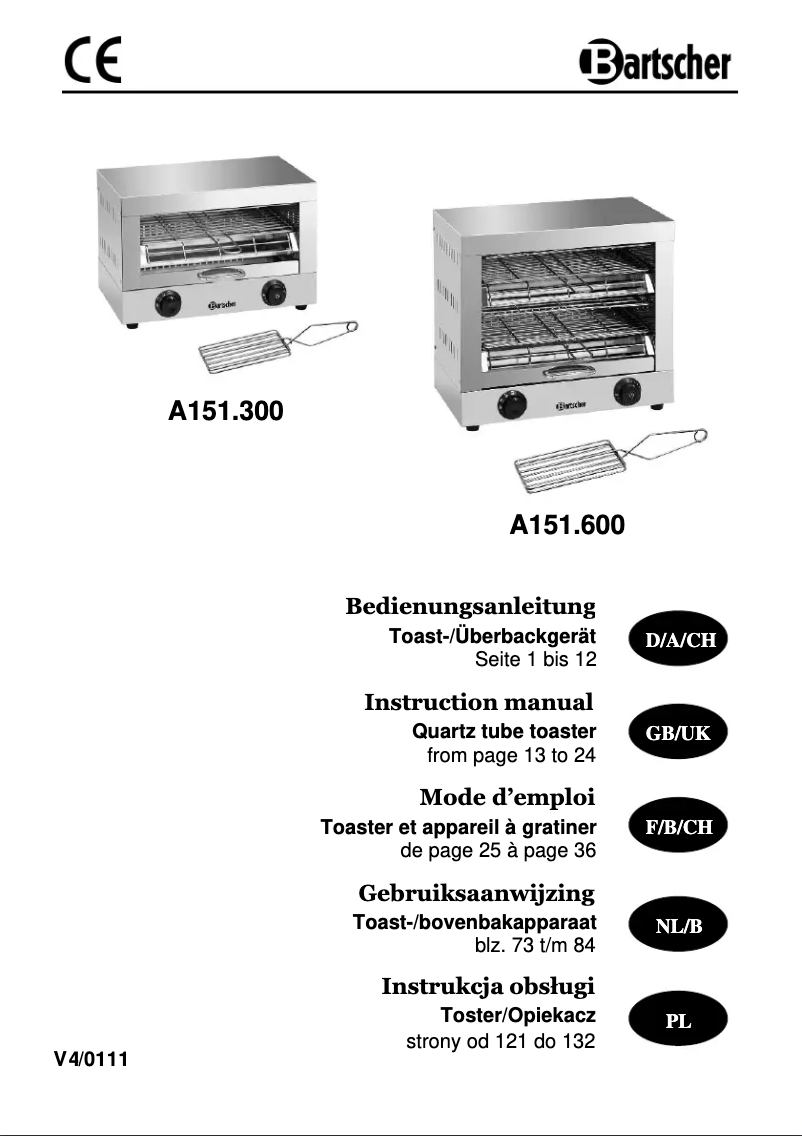 Página 1 del manual Manual de usuario Bartscher A151300