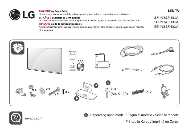 Imagen de la primera página del manual del dispositivo 55UN343H0UA