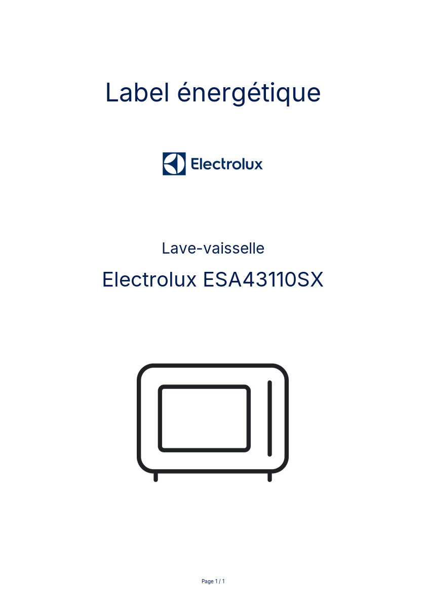 Image de la première page du manuel de l'appareil ESA43110SX