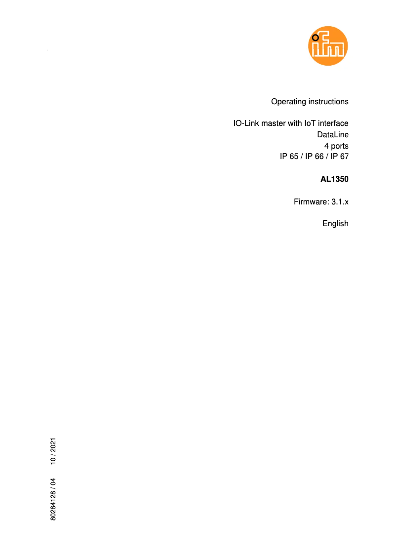 Page n°1 - Manuel utilisateur IFM AL1350