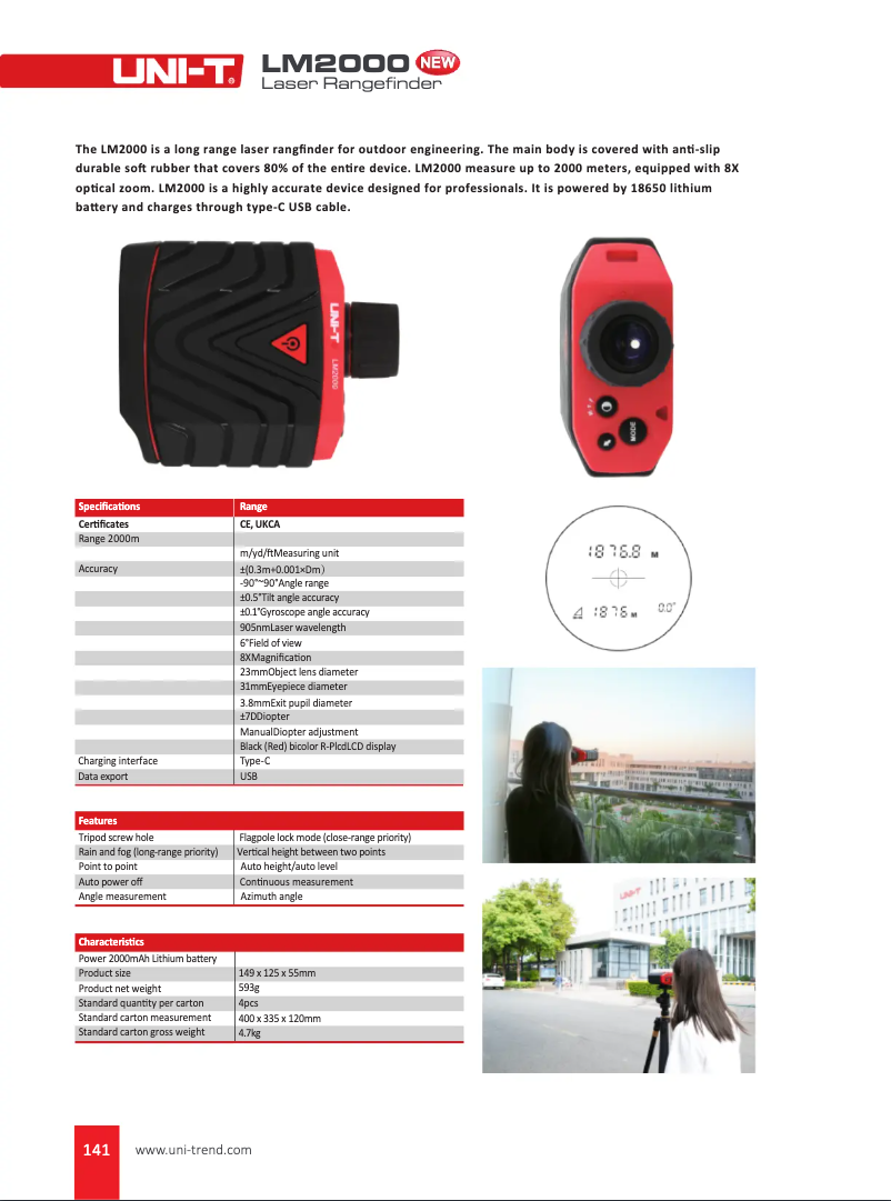 Página 1 del manual Ficha técnica Uni-T LM2000