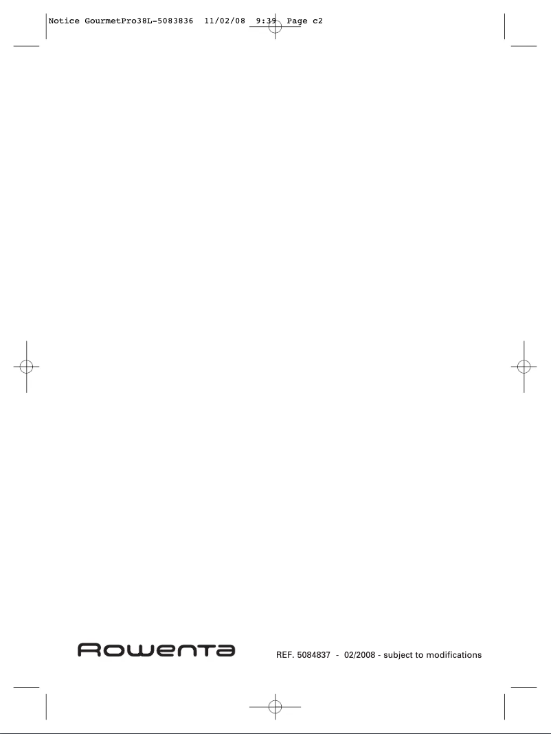 Page 1 de la notice Manuel utilisateur Rowenta OR9021