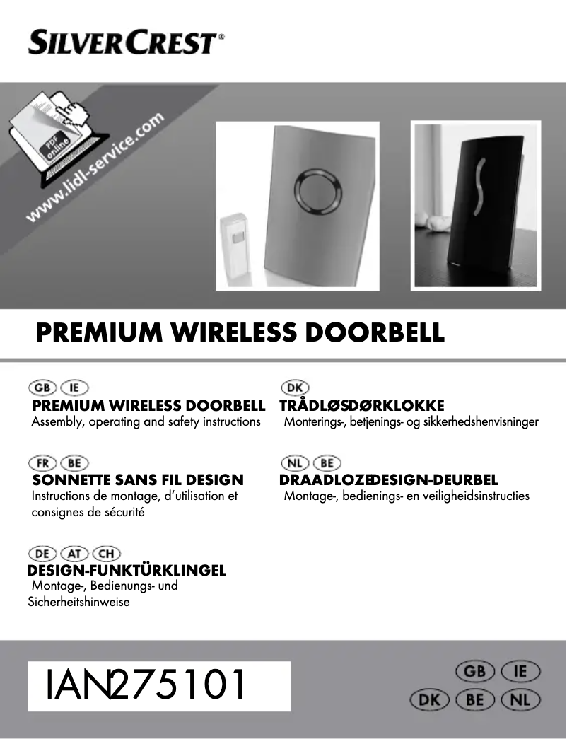 Image de la première page du manuel de l'appareil Premium Wireless Doorbell