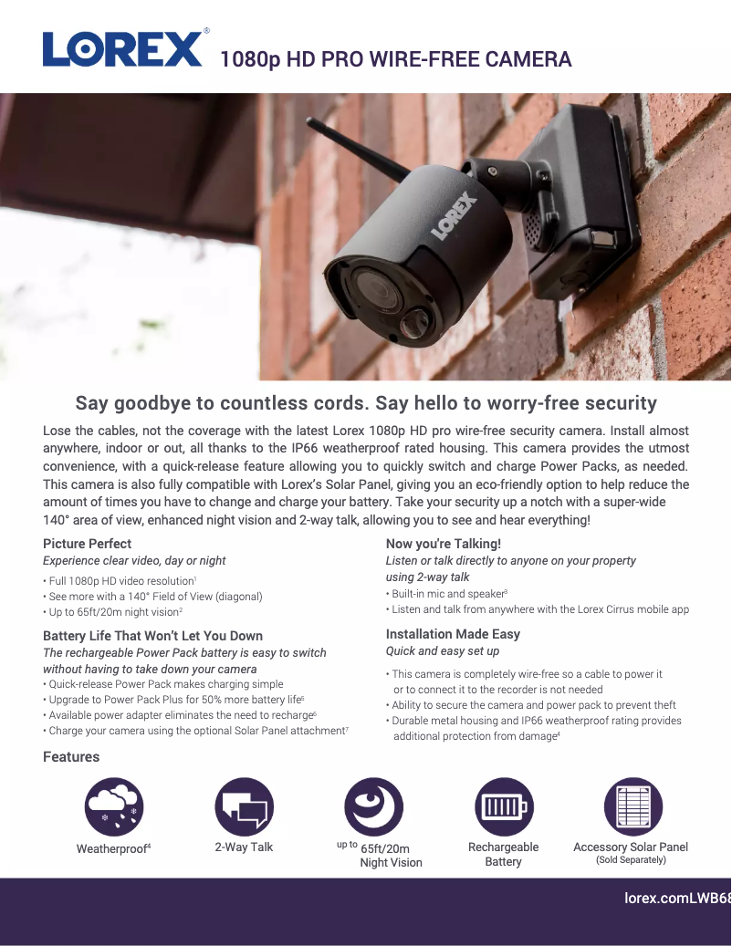 Page n°1 - Fiche technique Lorex LWB6850W