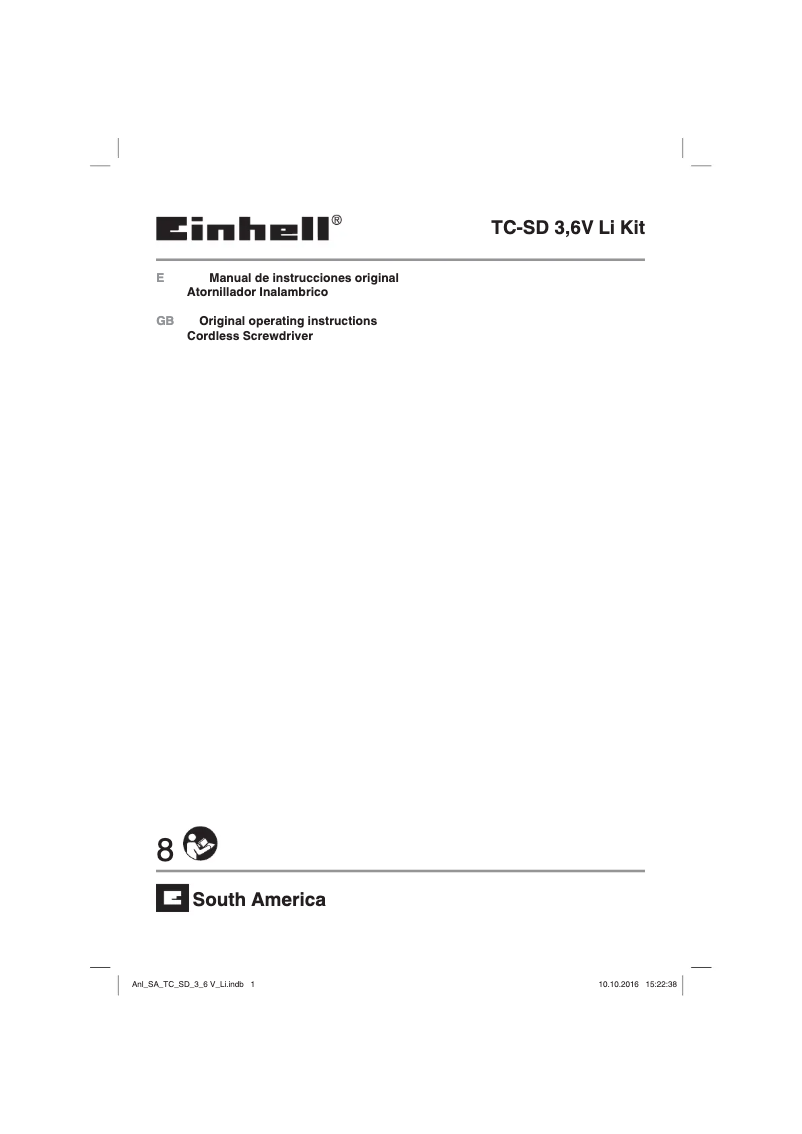 Page 1 de la notice Manuel utilisateur Einhell TC-SD 3,6V Li Kit