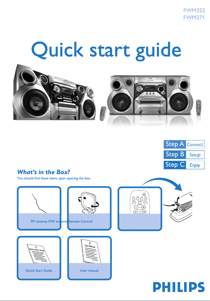 Page 1 de la notice Guide de démarrage rapide Philips FWM371