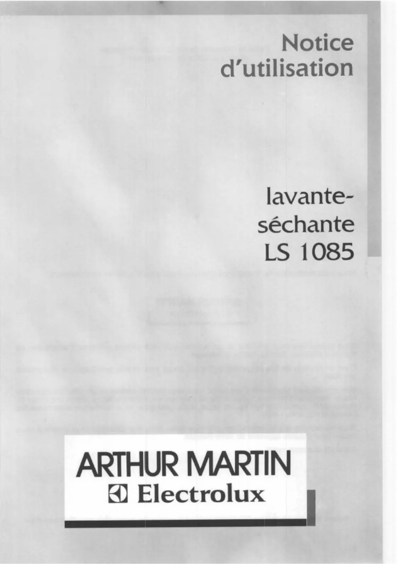 Page n°1 - Manuel utilisateur Arthur Martin-Electrolux LS 1085