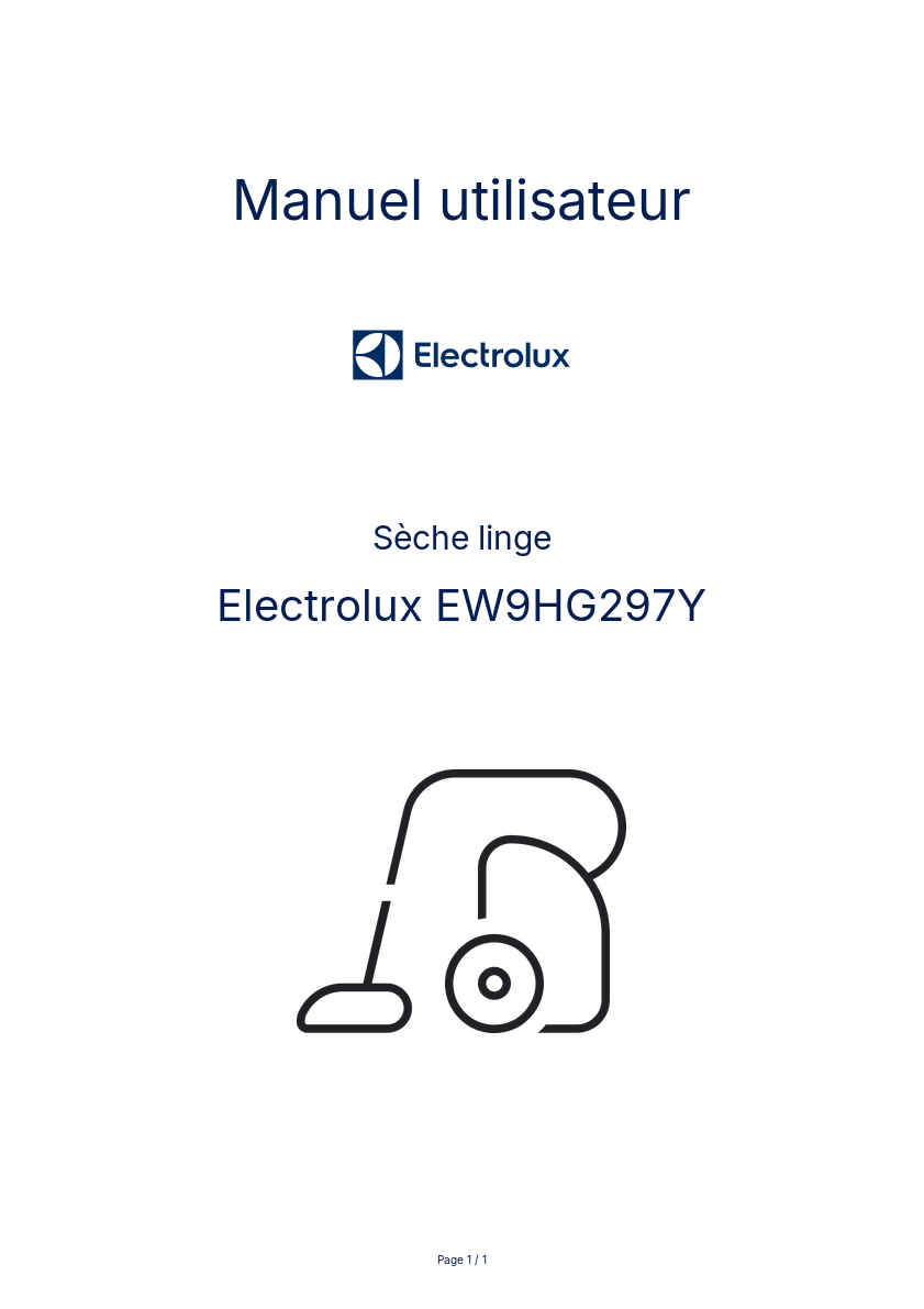 Image de la première page du manuel de l'appareil EW9HG297Y