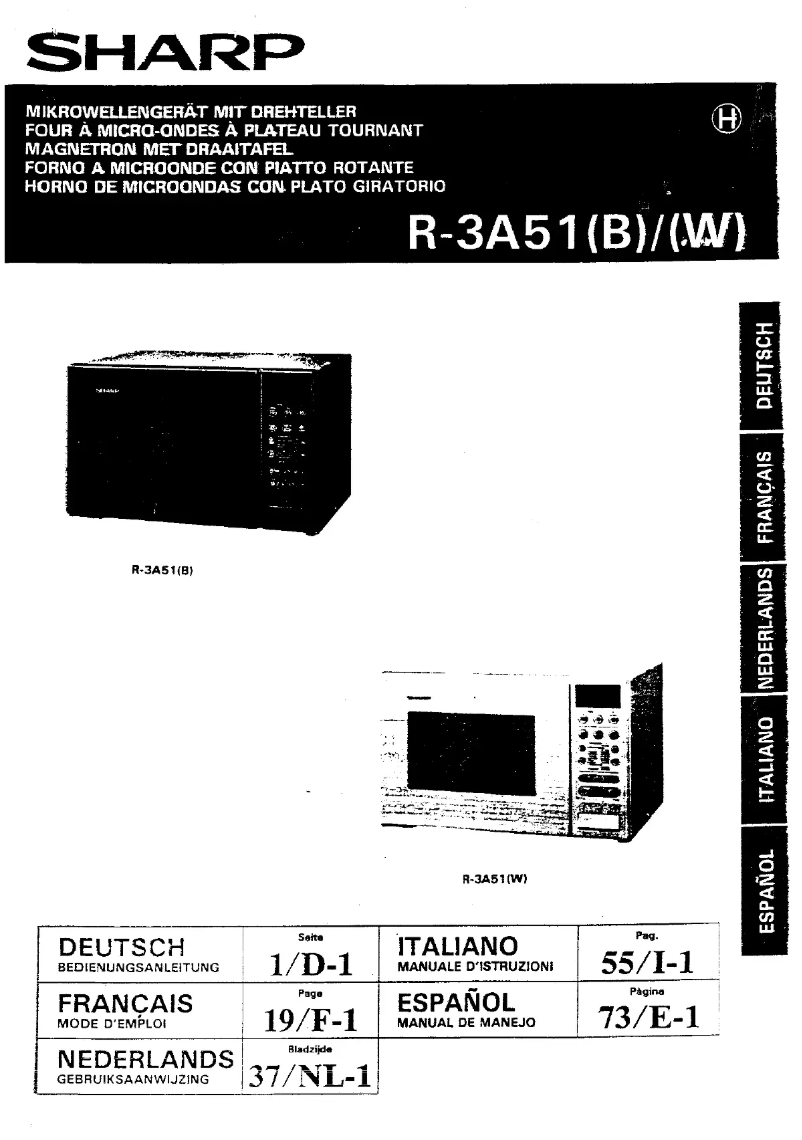 Page n°1 - Manuel utilisateur Sharp R-3A51B