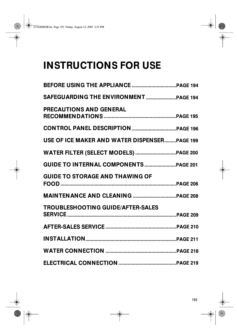 Página 1 del manual Manual de usuario Whirlpool AWG 223