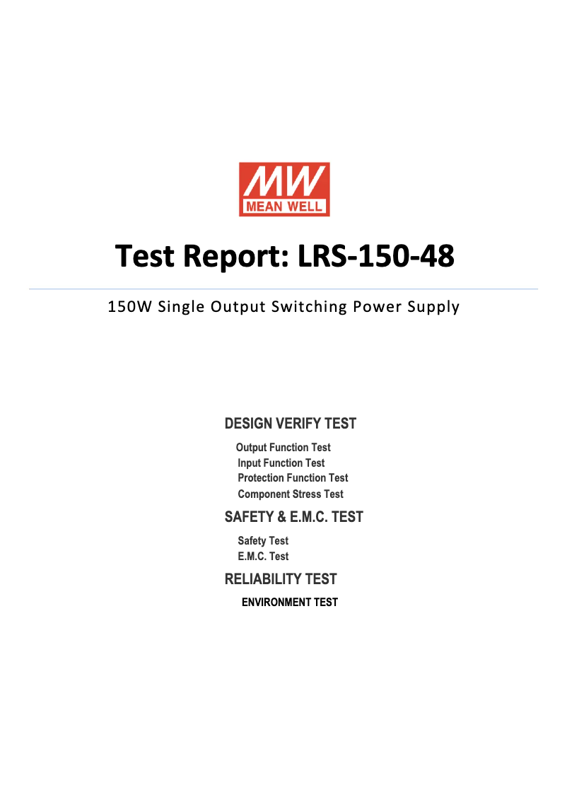 Page n°1 - Fiche technique Mean Well LRS-150-48