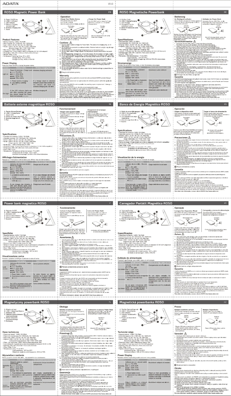 Page 1 de la notice Manuel utilisateur ADATA R050 Magnetic