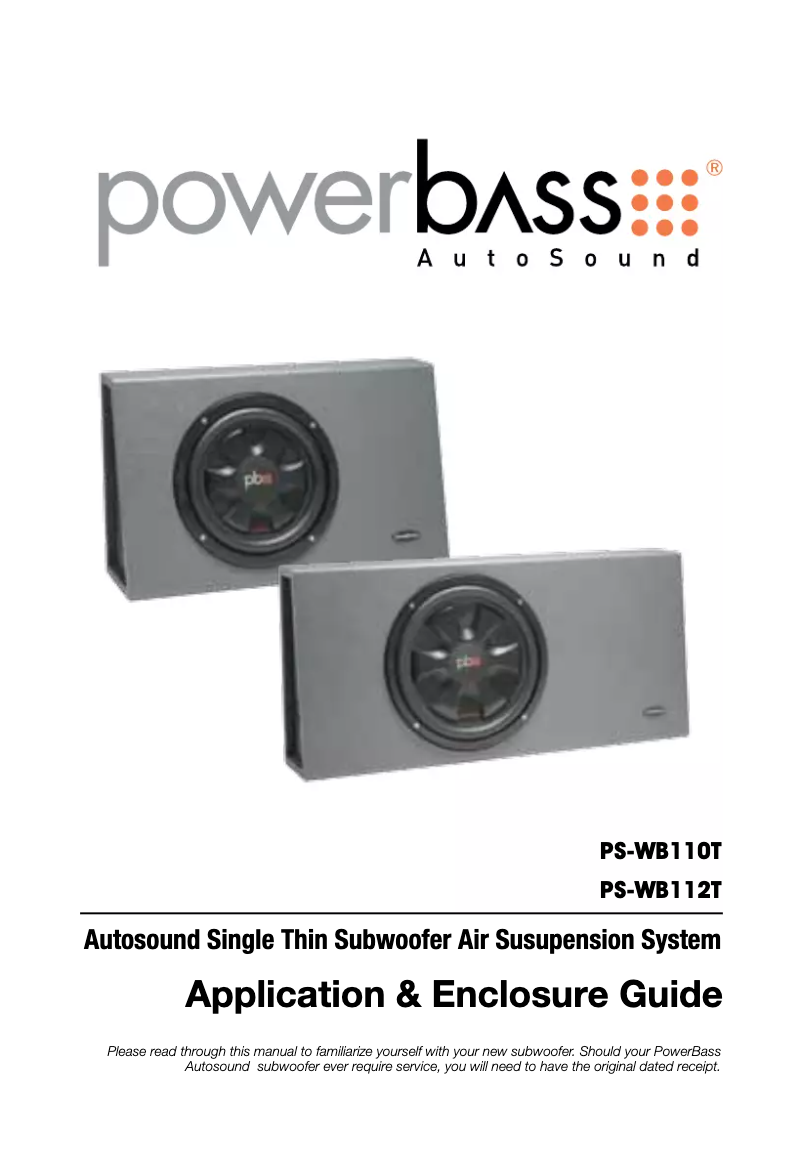 Page n°1 - Manuel utilisateur PowerBass PS-WB112T