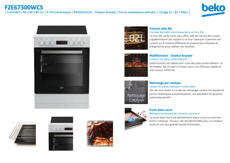 Page 1 de la notice Manuel utilisateur Beko FZE67300WCS