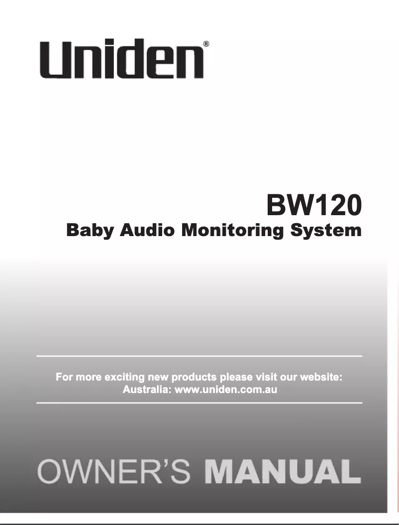 Page n°1 - Manuel utilisateur Uniden BW 120