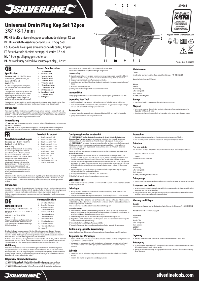 Page 1 de la notice Manuel utilisateur Silverline 279661