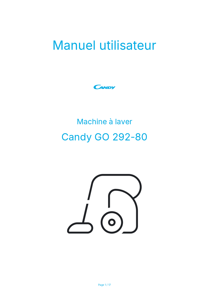 Page n°1 - Manuel utilisateur Candy GO 292-80