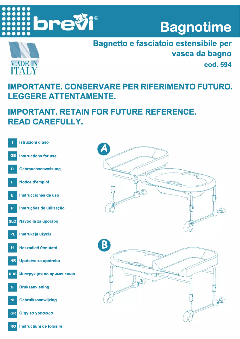 Page 1 de la notice Manuel utilisateur Brevi Bagnotime