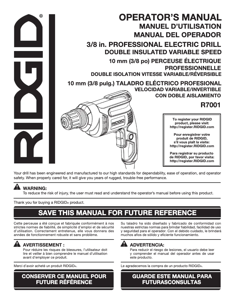 Image de la première page du manuel de l'appareil R7001