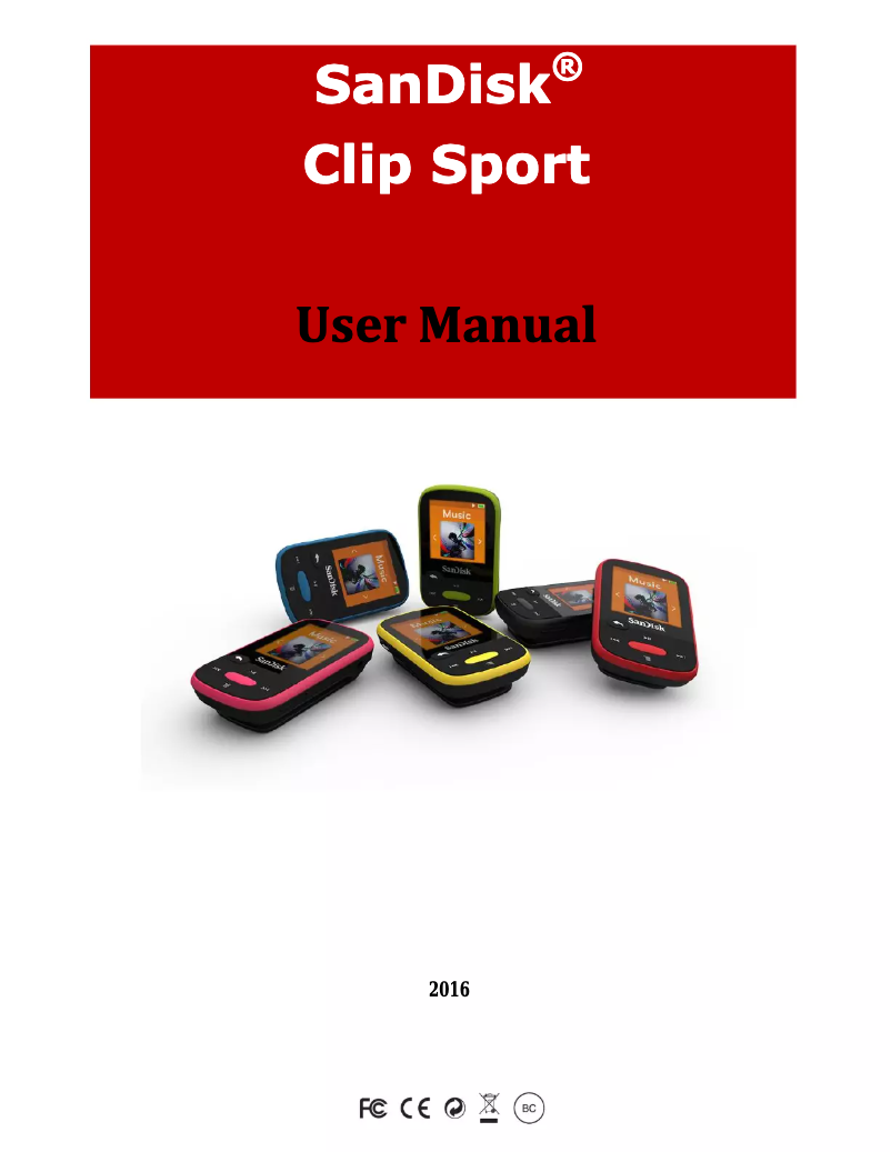 Image de la première page du manuel de l'appareil Sansa Clip Sport