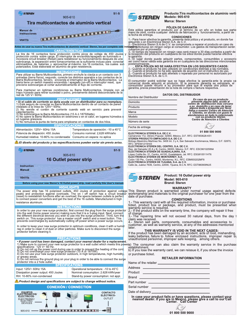 Page 1 de la notice Manuel utilisateur Steren 905-610