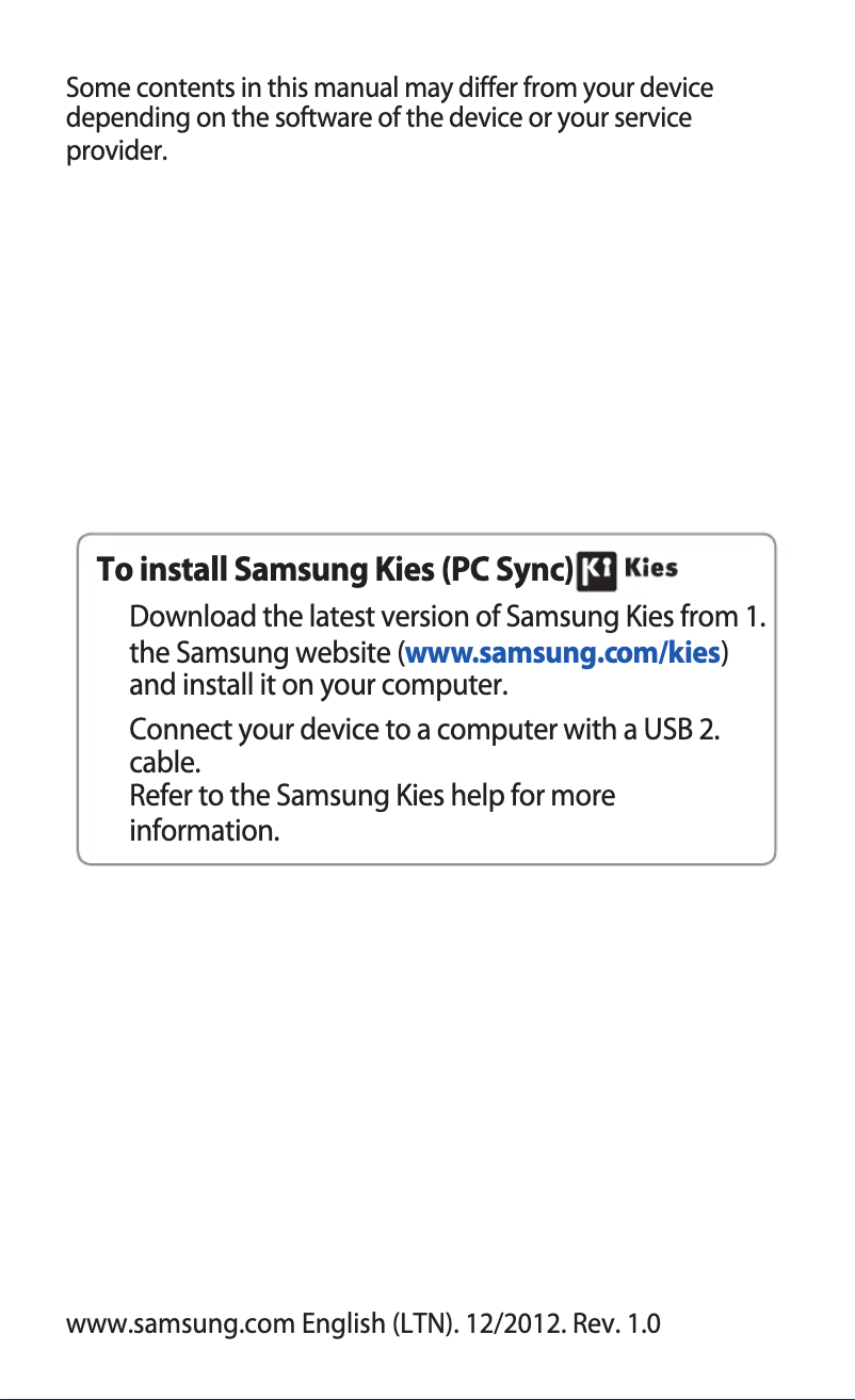 Image de la première page du manuel de l'appareil Galaxy Pocket Plus