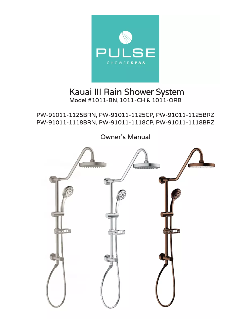 Page n°1 - Manuel utilisateur Pulse ShowerSpas Kauai III 1011-III-BN