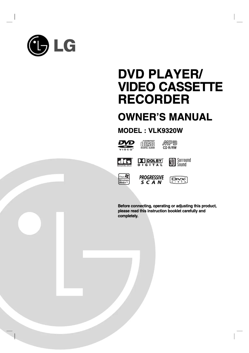 Page 1 de la notice Manuel utilisateur LG VLK9320QW1M