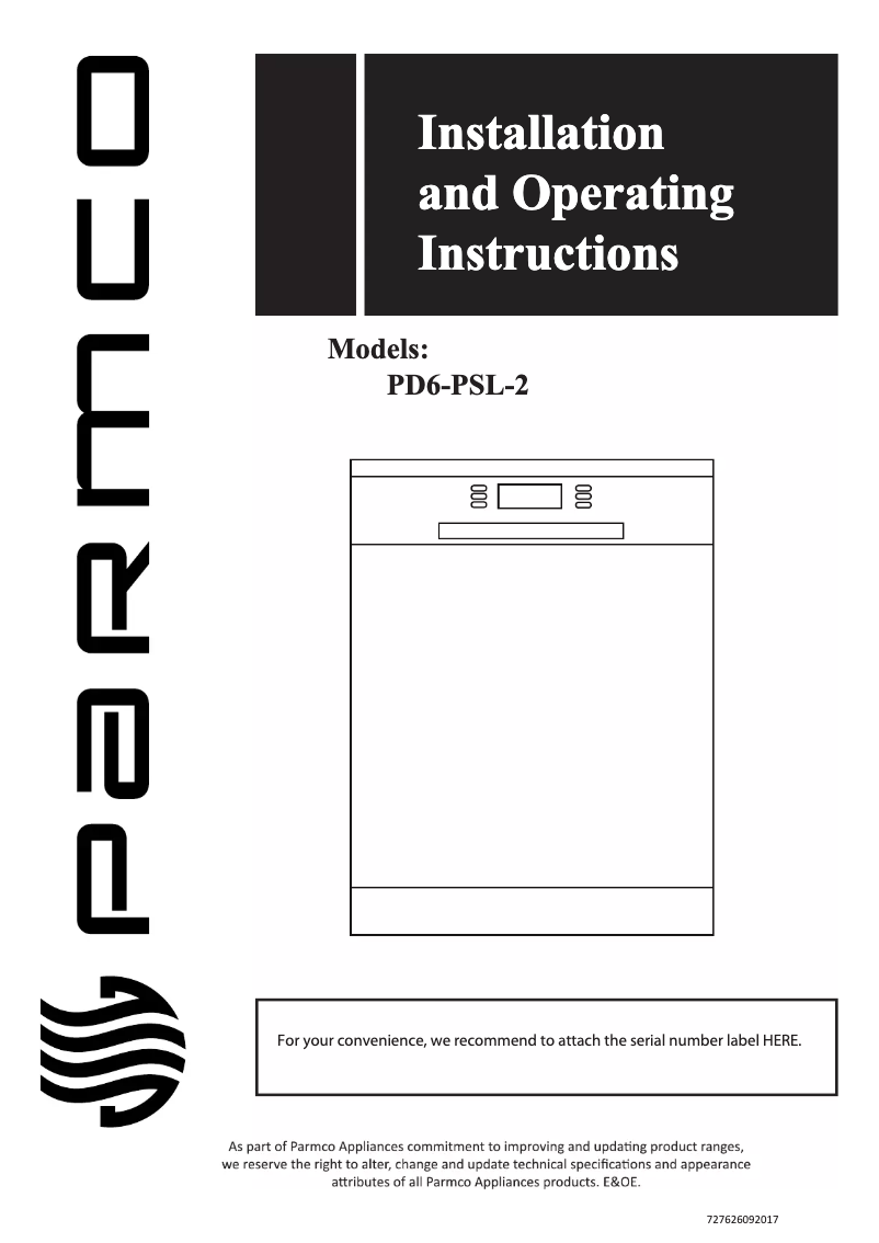 Page 1 de la notice Manuel utilisateur Parmco PD6-PSL-2