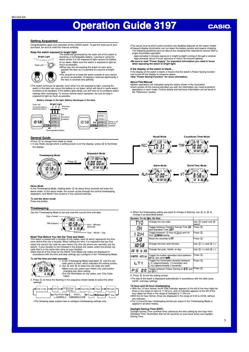 Page 1 de la notice Manuel utilisateur Casio LW-S200H-1AEF