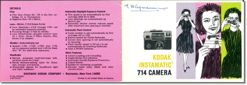 Page n°1 - Manuel utilisateur Kodak Instamatic 714