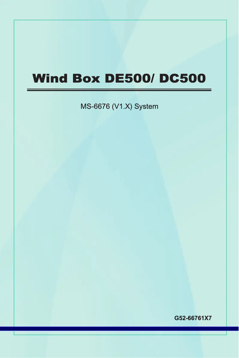 Page n°1 - Manuel utilisateur MSI Windbox DE500