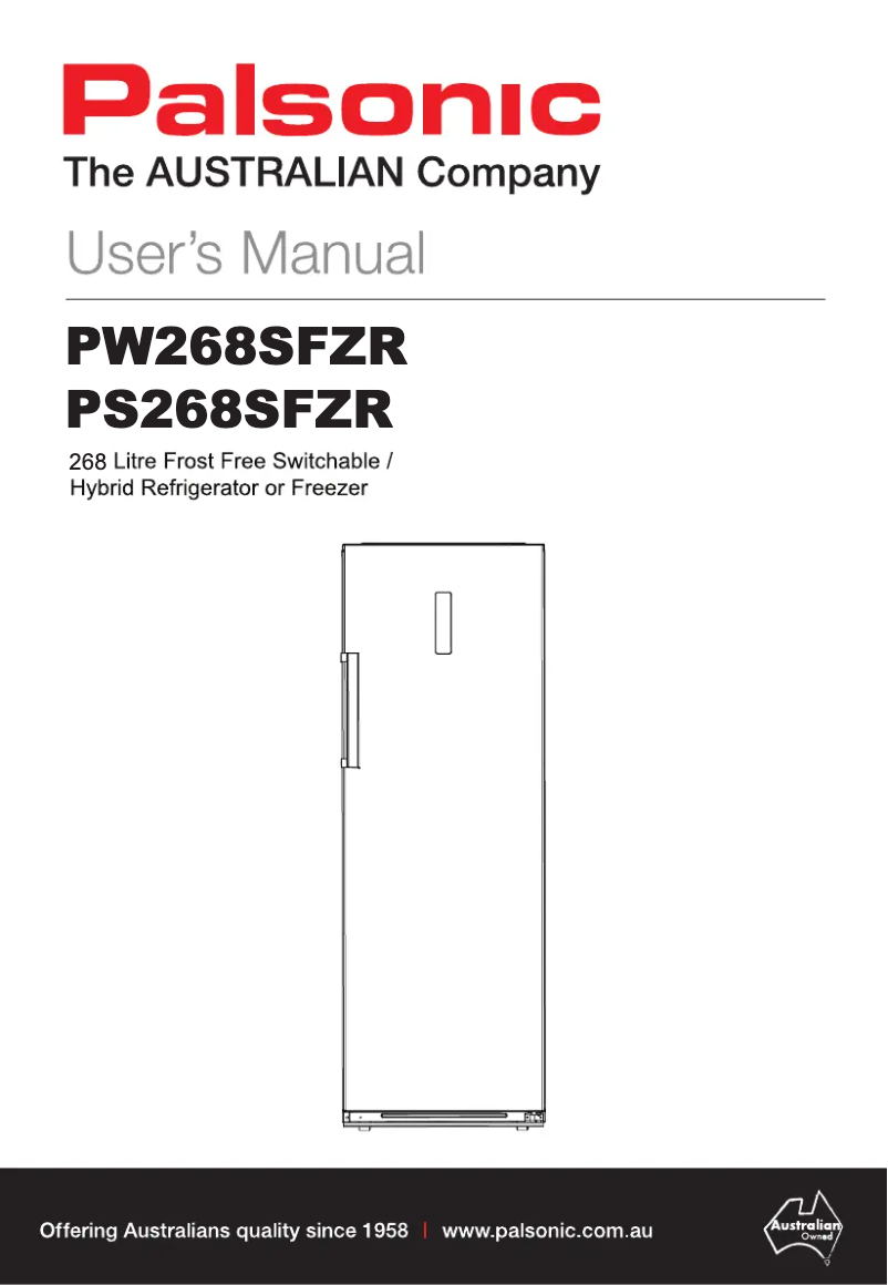Page n°1 - Manuel utilisateur Palsonic PW268SFZR