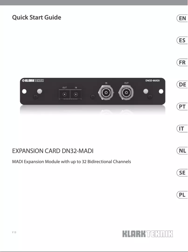 Page n°1 - Guide de démarrage rapide Klark Teknik DN32-MADI