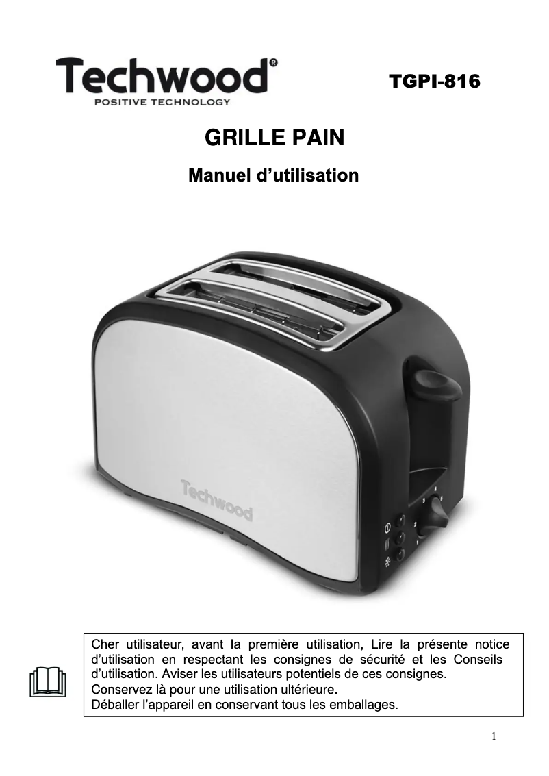 Image de la première page du manuel de l'appareil TGPI-816