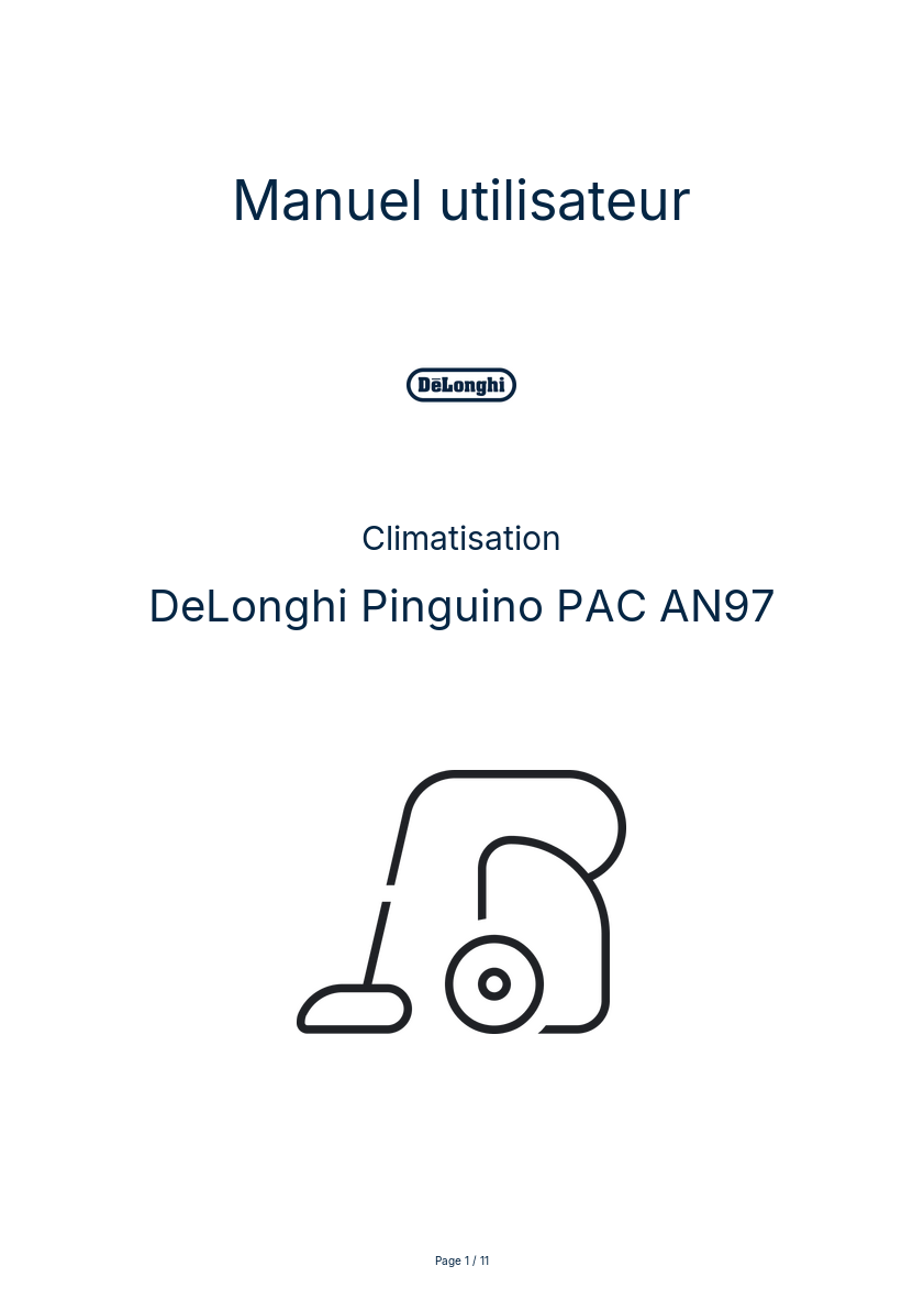 Page n°1 - Manuel utilisateur DeLonghi Pinguino PAC AN97