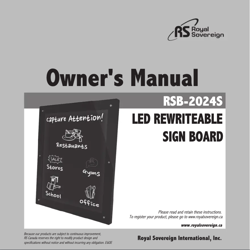 Image de la première page du manuel de l'appareil RSB-2024S