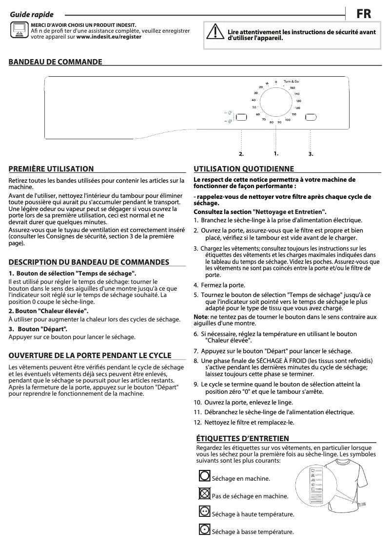 Page 1 de la notice Manuel utilisateur Indesit I1 D81W EE