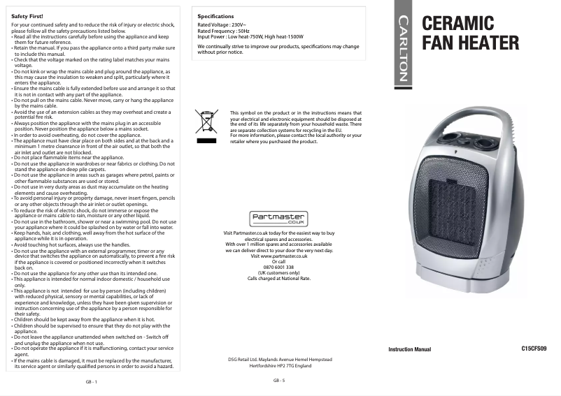 Page n°1 - Manuel utilisateur Carlton C15CFS09