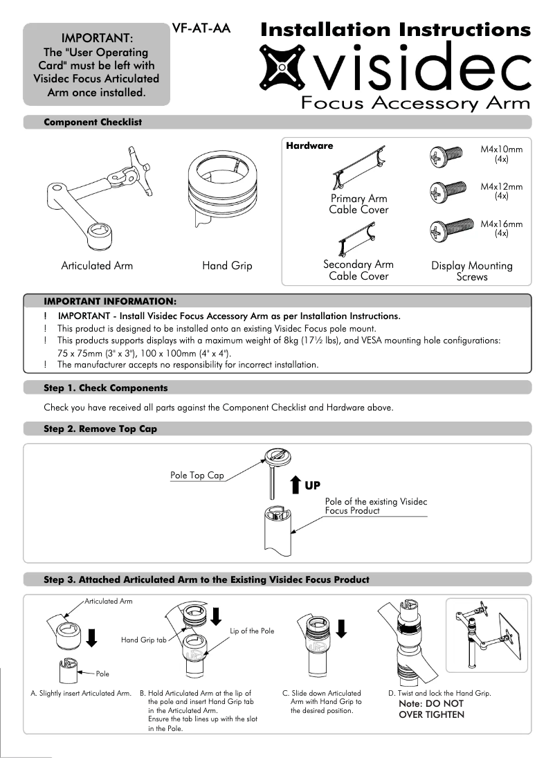 Imagen de la primera página del manual del dispositivo VF-AT-AA