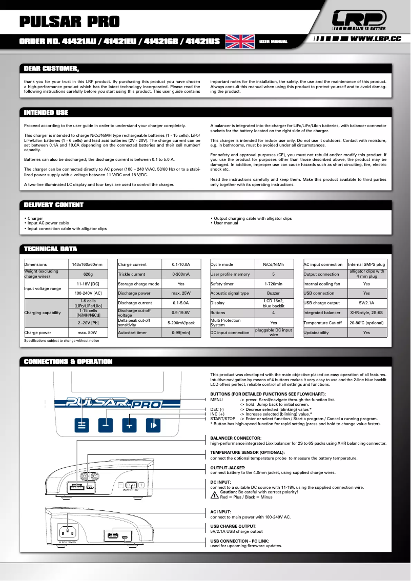 Image de la première page du manuel de l'appareil Pulsar Pro