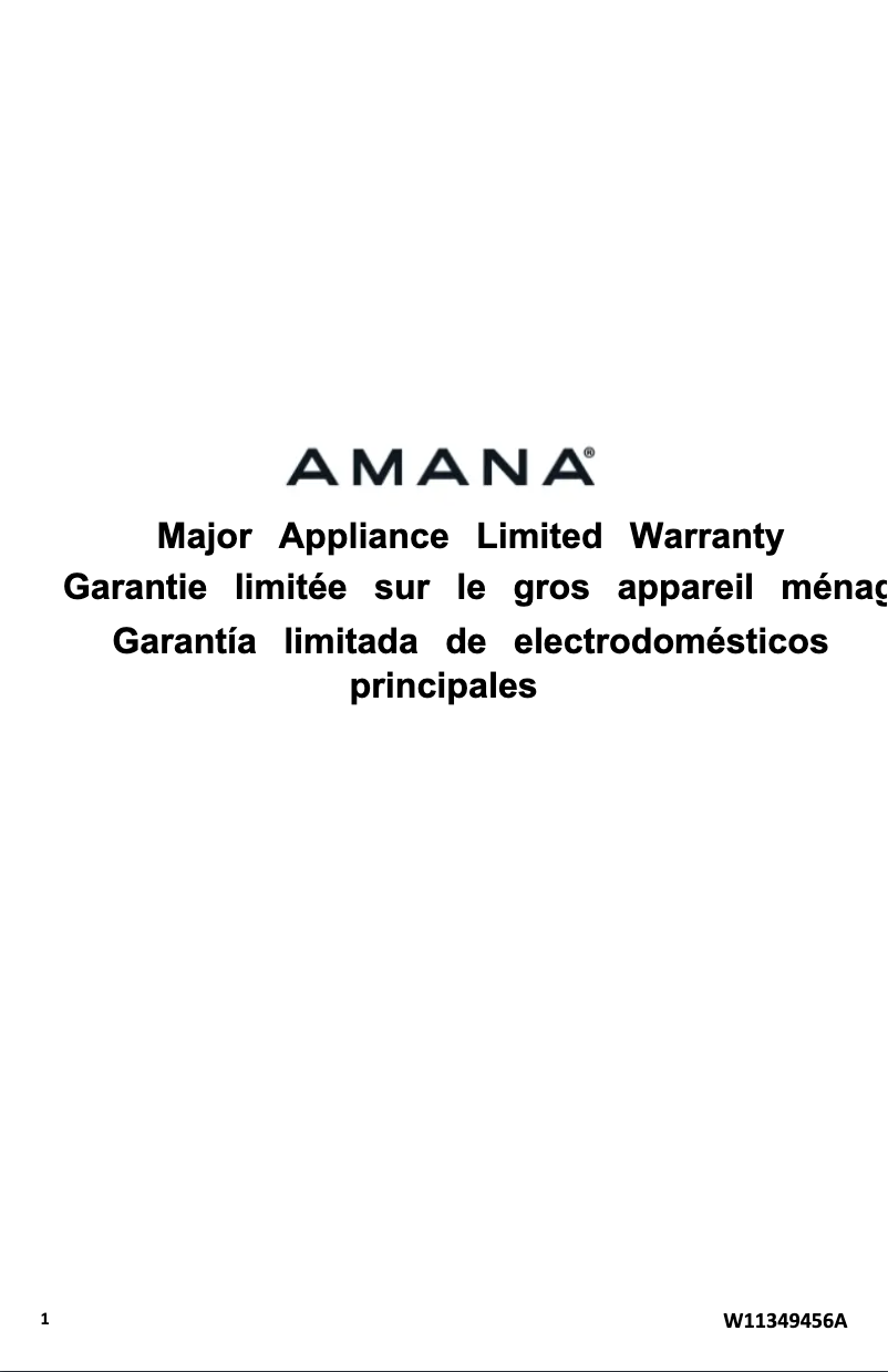 Page n°1 - Informations de garantie Amana AER6603SFB