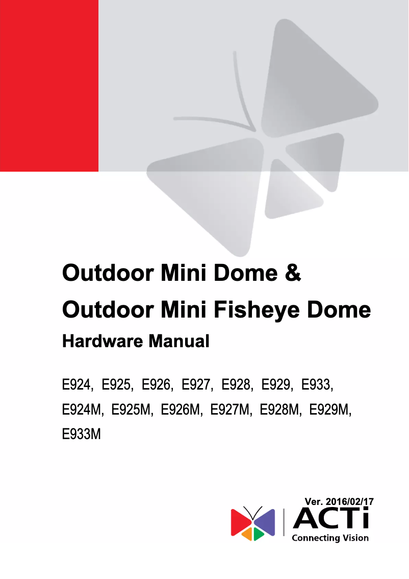 Page n°1 - Manuel utilisateur ACTi E928