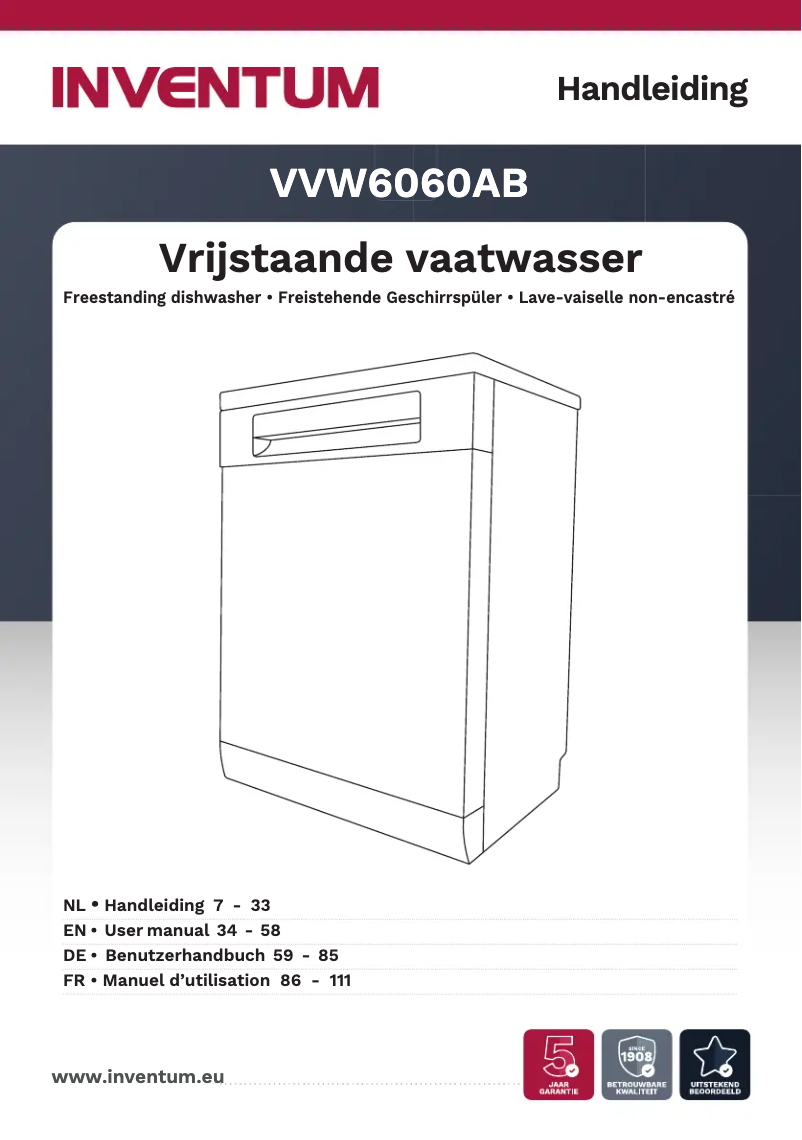 Page 1 de la notice Manuel utilisateur Inventum VVW6060AB