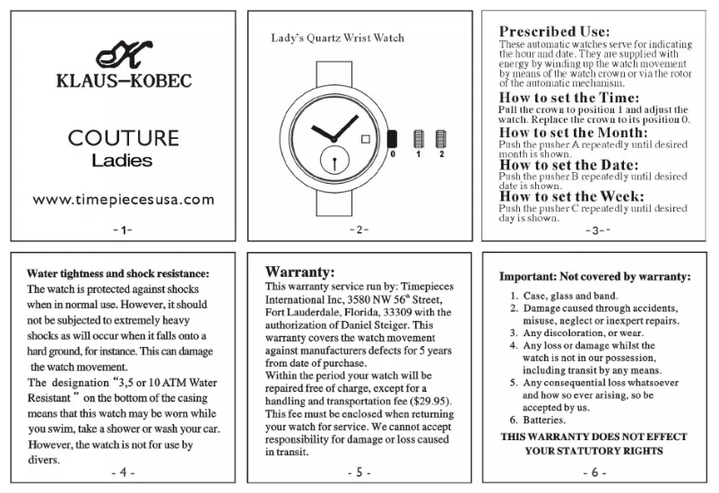 Image de la première page du manuel de l'appareil Couture (Women)